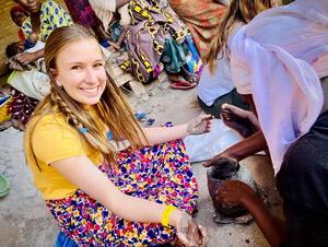 NWU student Lilly Fields in Rwanda.